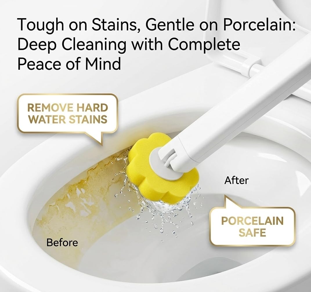 Toilet Wand Refills, 24 Count Disposable Brush Replacement Heads, Lemon Yellow Deep Scrubbing Pads Compatible with Leading Cleaning Wands, Efficient Bowl Cleaner for Bathroom & RV