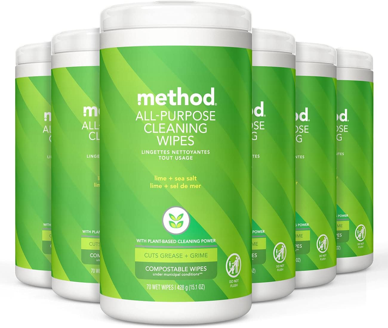 Method All-Purpose Cleaning Wipes, Pink Grapefruit, Multi-Surface, Compostable, 70 Count (Pack of 1)