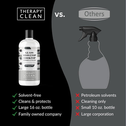 Therapy Glass Cooktop Cleaner Bundle with Microfiber Cloth - Glass Stove Top Cleaner and Polish for Ceramic, Electric, Induction and Flat Top Surfaces