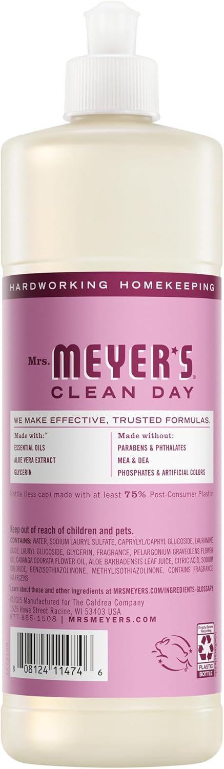 MRS. MEYER'S CLEAN DAY Liquid Dish Soap, Basil Scent, 16 Fl Oz Bottle - 3 Pack