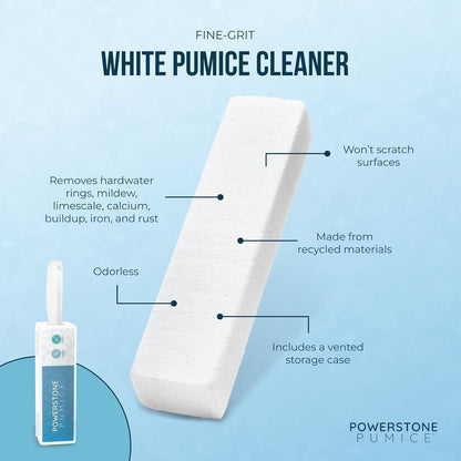 Powerstone Pumice Stone Toilet Bowl Cleaner with Handle (4-Pack) - A Solution for Hard Water Stains on Toilets, Grills, Tiles, Grout & Pools