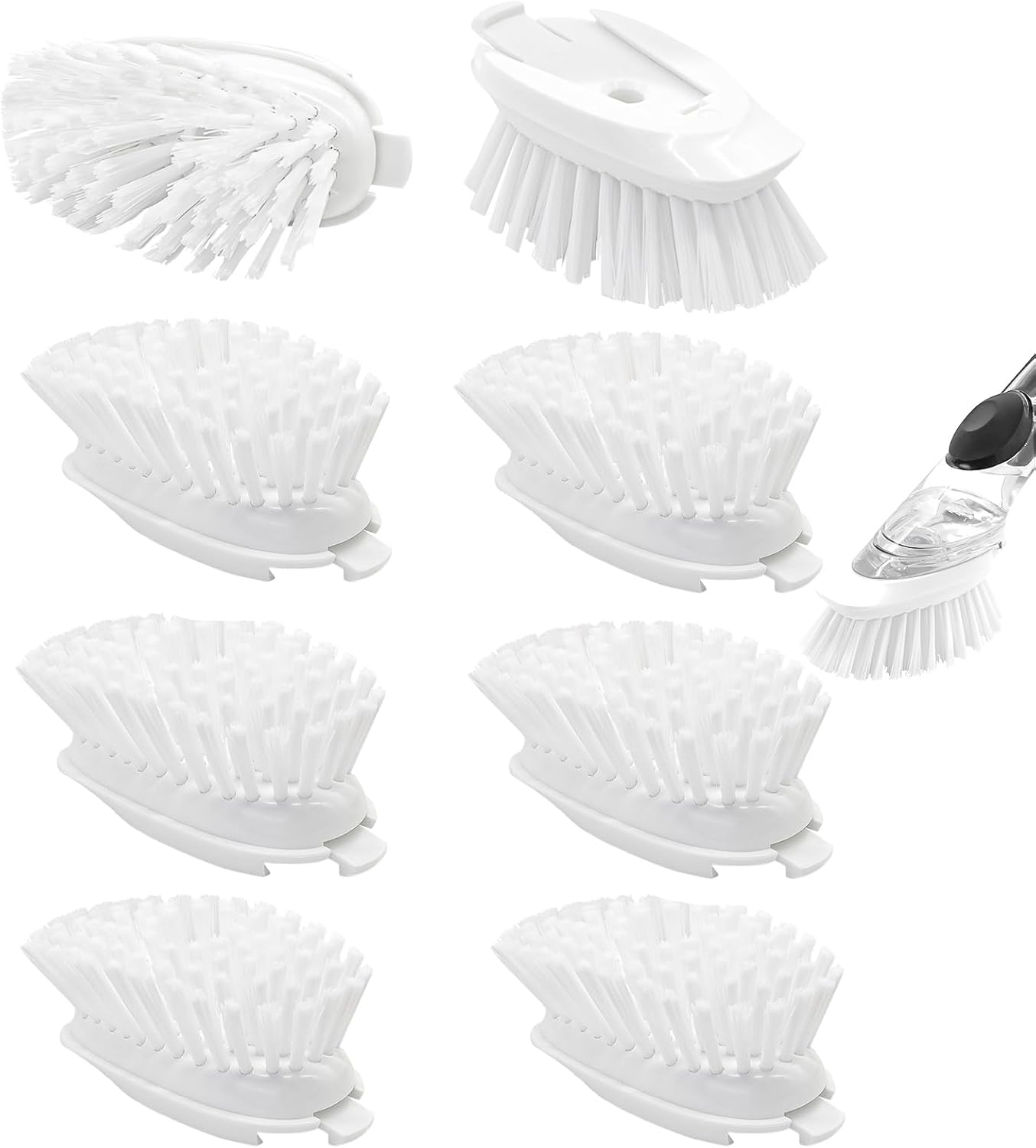 Brush Refills for OXO Dish Brush - 4 Pack Dish Brush Cleaning Soap Dispensing Head Replacement for Scrubber (White)