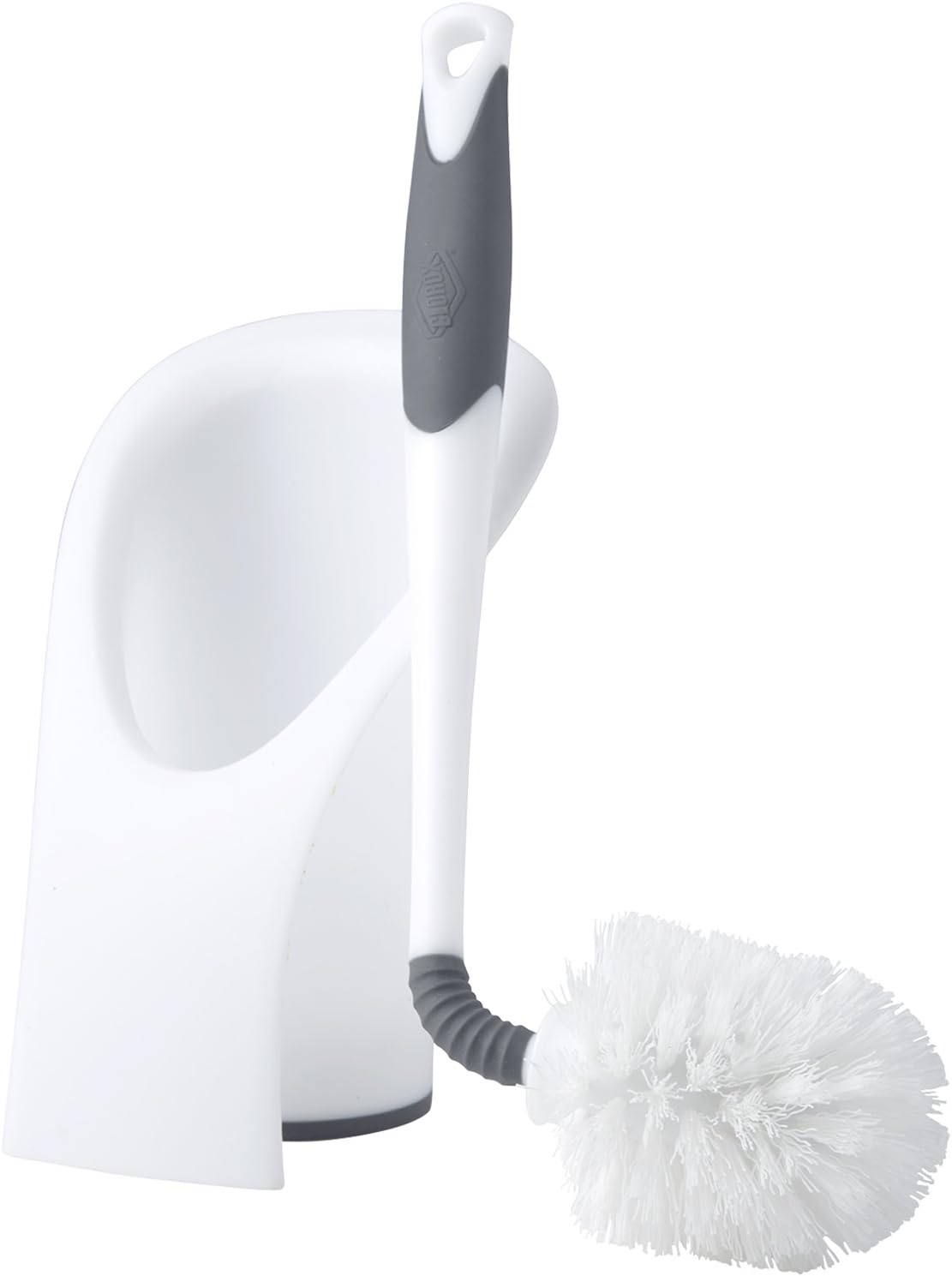 Clorox Covered Toilet Brush and Caddy with Splash Guard & Non-Skid Base, 2-Piece, White