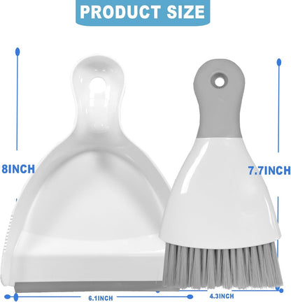 Mini Broom with Dustpan Combo Set Small Dust pan and Brush Set Quick Cleanup Tools for Kitchen Table Keyboards Pets Nest Sofa (Green)