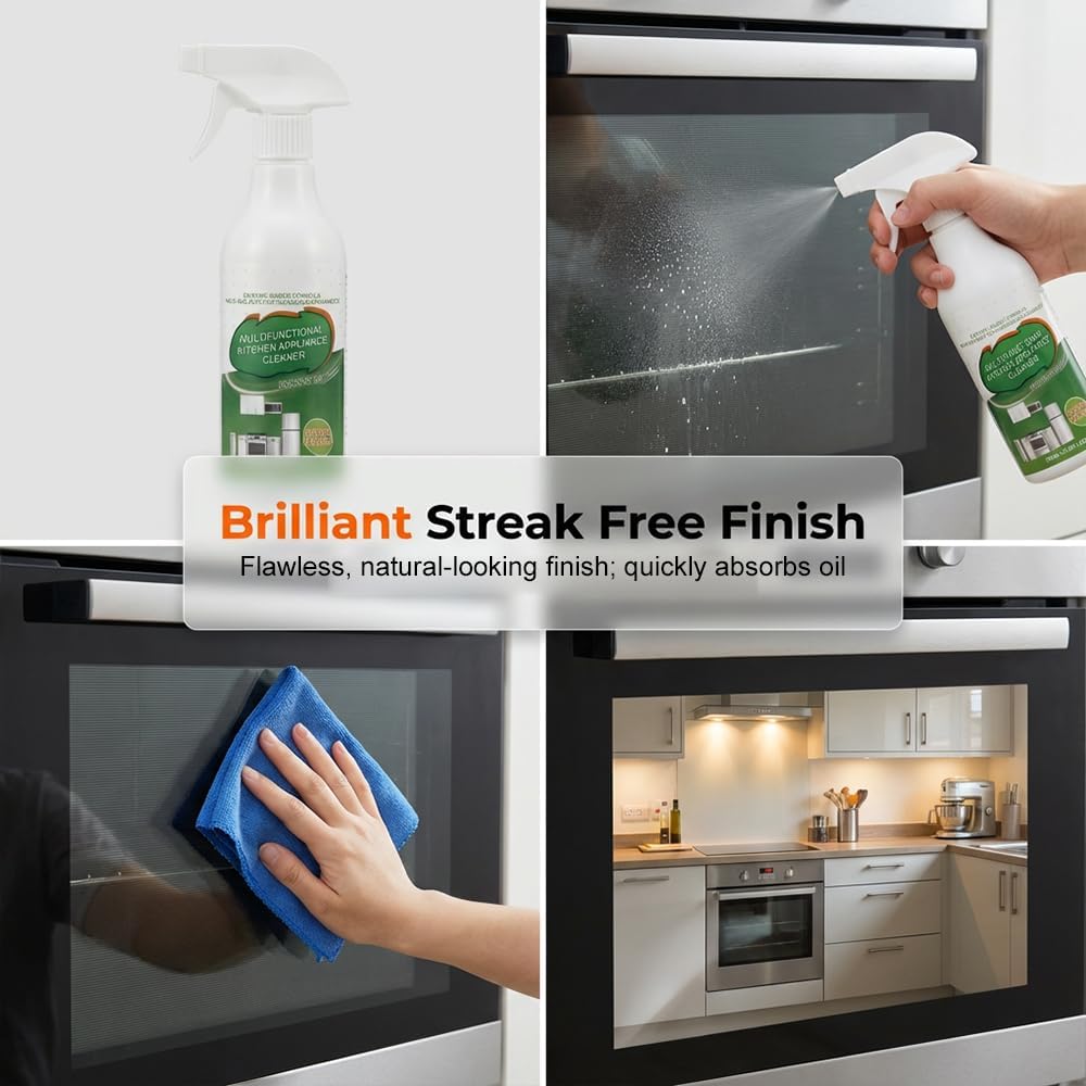 Multi-Purpose Enzyme Foam Cleaner, 2026 New Heavy-Duty Kitchen Oil Remover Spray Degreaser Powerful Household Appliance Cleaner Spray for Cooktop Appliance Includes Towel and Sponge Wipes (1PCS)