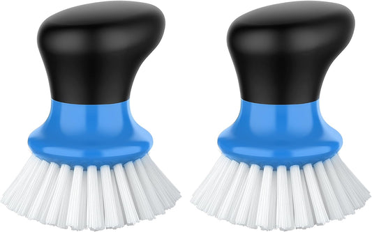 MR.SIGA Dish Scrub Brush, Palm Brush Dish Scrubber with Ergonomic Grip, Kitchen Brushes for Dishes, Gray, Pack of 2