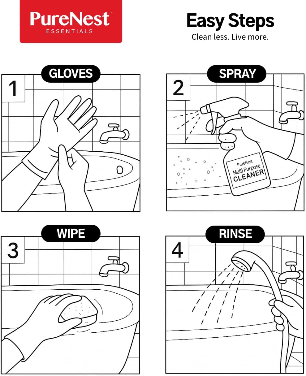 PureNest Heavy Duty Oil Stain Multi-Purpose Cleaner – All-Purpose Kitchen & Bathroom Degreaser, Removes Grease, Grime, and Stains from Tiles, Stovetops, Range Hoods, Sinks, Appliances – 17 fl oz