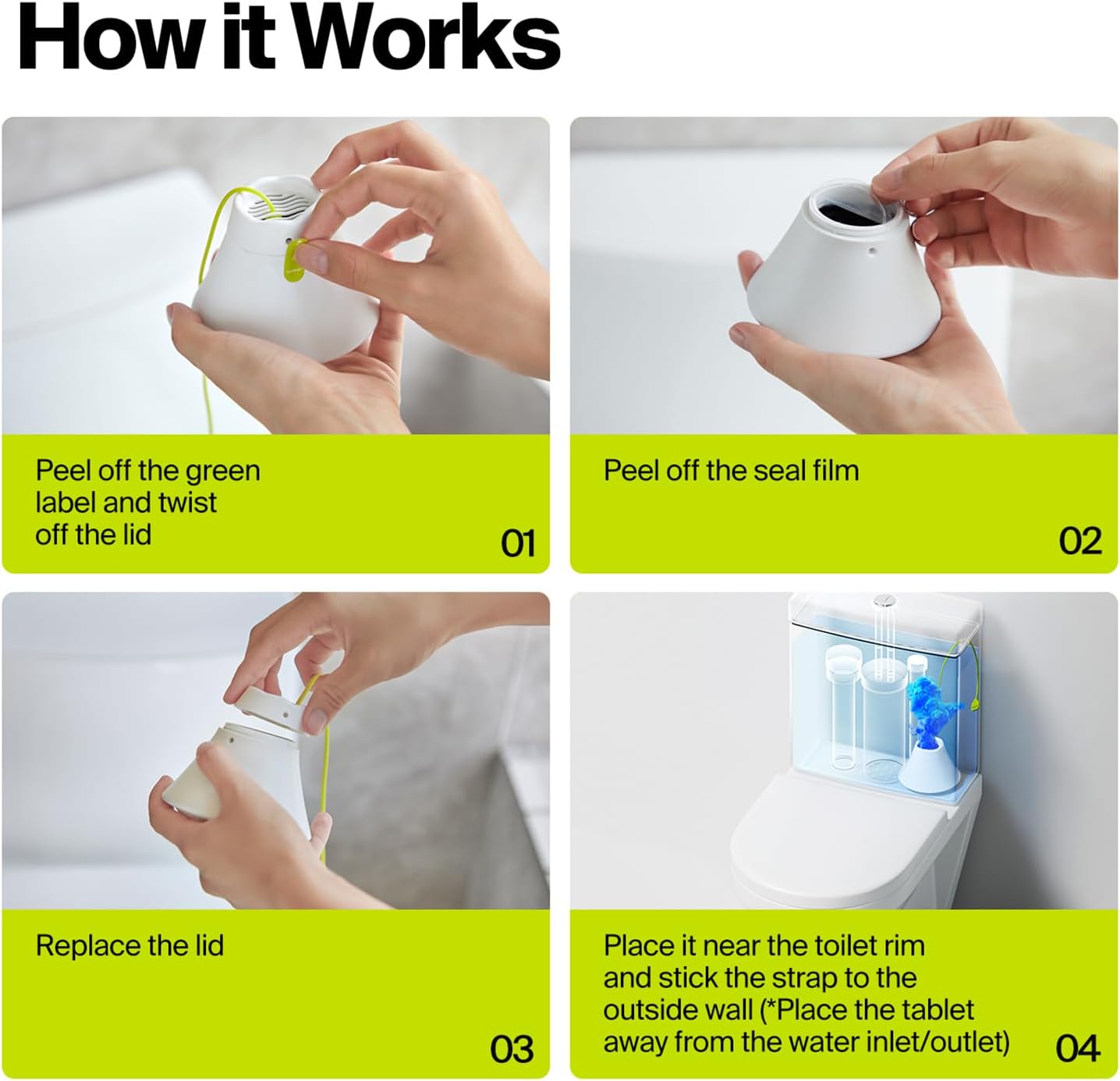 In-Tank Toilet Cleaner Bottle, Automatic Toilet Bowl Cleaners for Hard Water Stains, Septic System Friendly, Long Lasting Up to 180 Days / 1000+ Flushes