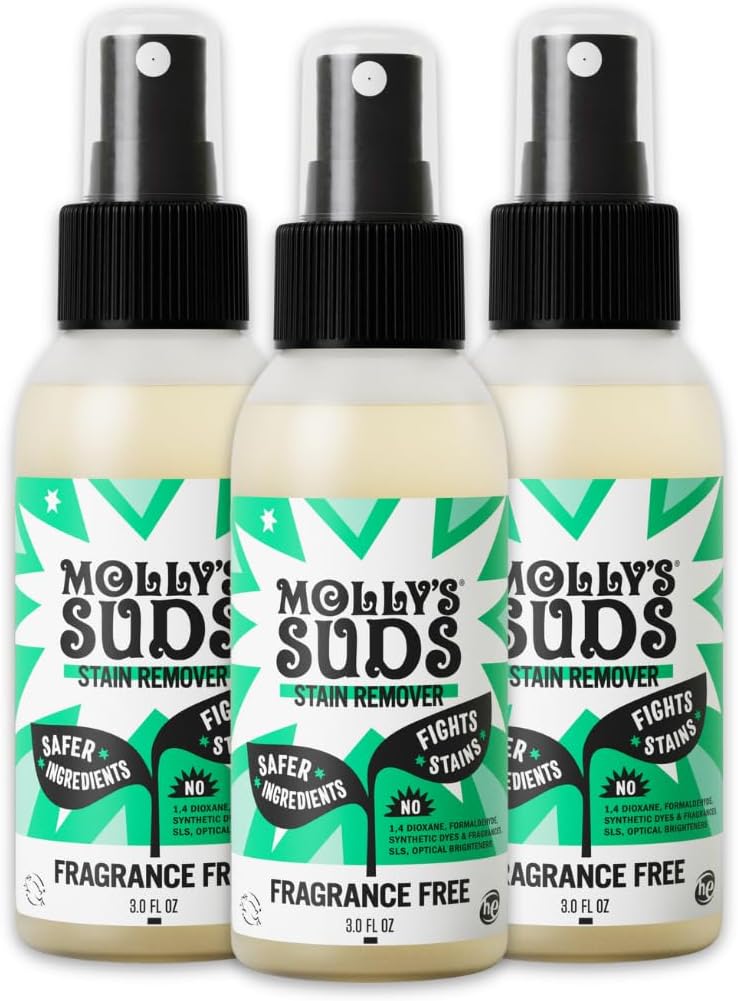 Molly's Suds Stain Remover Spray | Gentle Yet Powerful, Great for Baby & Pet Stains | Clean, Simple Ingredients (Fragrance Free) (16 Fl Oz (Pack of 2))