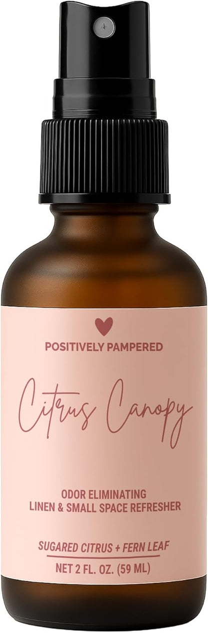 Citrus Canopy Luxury Small Space Air & Linen Refresher - Sugared Citrus + Fern Leaf - Designer-Inspired Home Fragrance - Non Toxic Room Spray + Odor Eliminator - 2 oz Travel Size