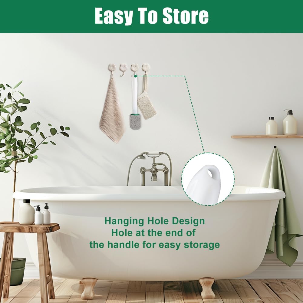 AUAUY 10 Pack Pumice Stone with Handle, Toilet Bowl Pumice Stone for Cleaning, Hard Water Toilet Ring Remover, 2 Handle + 10 Pumice Stones for Cleaning Toilets, Bathtubs, Grills, Kitchen Sink