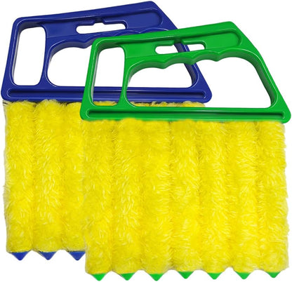 DXNQ 2 PCS Blind Cleaner Duster Tool, Window Venetian Hand-held 7 Finger Dusting Cleaner Brush, Blinds Cleaning Brush Tool for Window Shutters Air Conditioner, Car Accessories (Orange+Yellow)