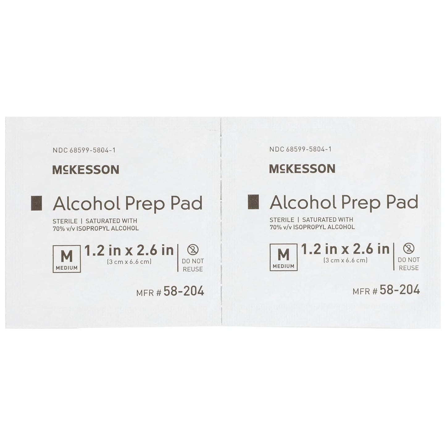 McKesson Alcohol Prep Pads [Pack of 100] 70% Isopropyl, Individually Wrapped Wipes, Sterile, Medical-Grade, First Aid, Large
