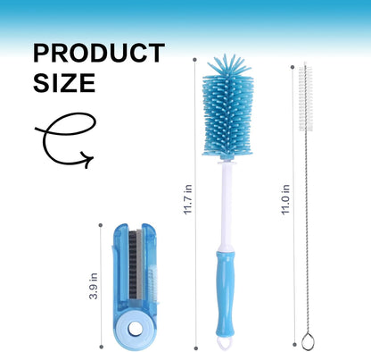 KEUYE 3 Pack Cup Cleaning Kit Compatible with Stanley,Multipurpose Cup Cleaner Kit with Extra Long Nylon Straw Brush Cleaner,3 in 1 Bottle Gap Cleaner and Long Handle Silicone Brush Cleaner