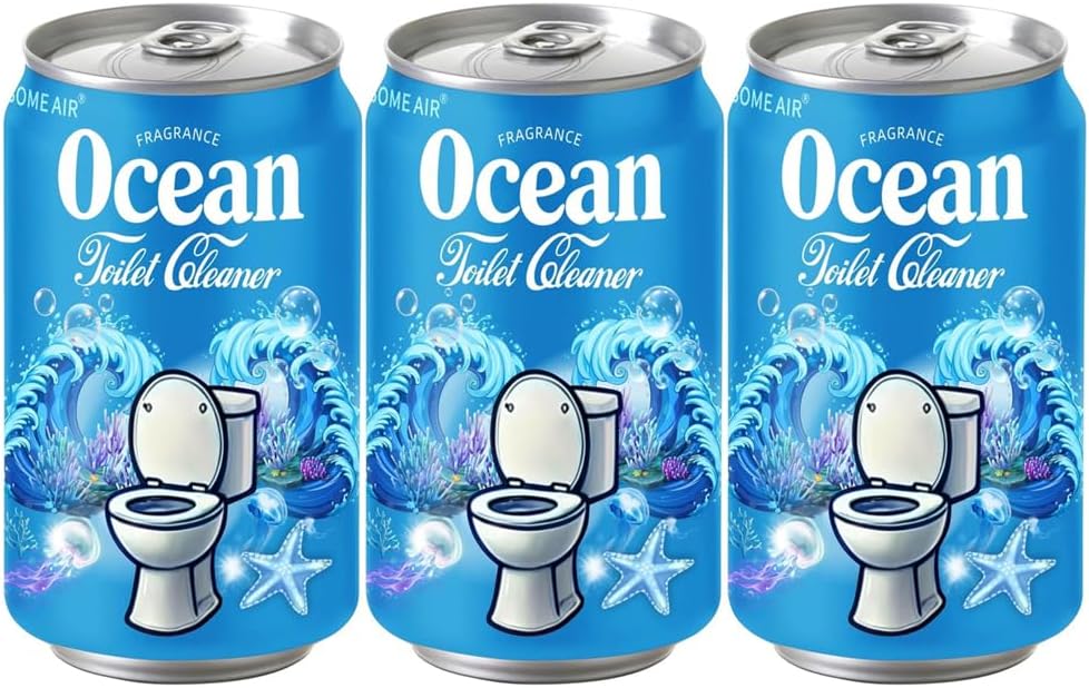 Beverage can Toilet Bowl Cleaner,Septic Toilet Bowl Tablets in Bottles, Automatic Long-Lasting Toilet Cleaner Bottle,Powerfully Cleans and Prevent Stain Build Up (Ocean, Jasmine, and Peach Scent)