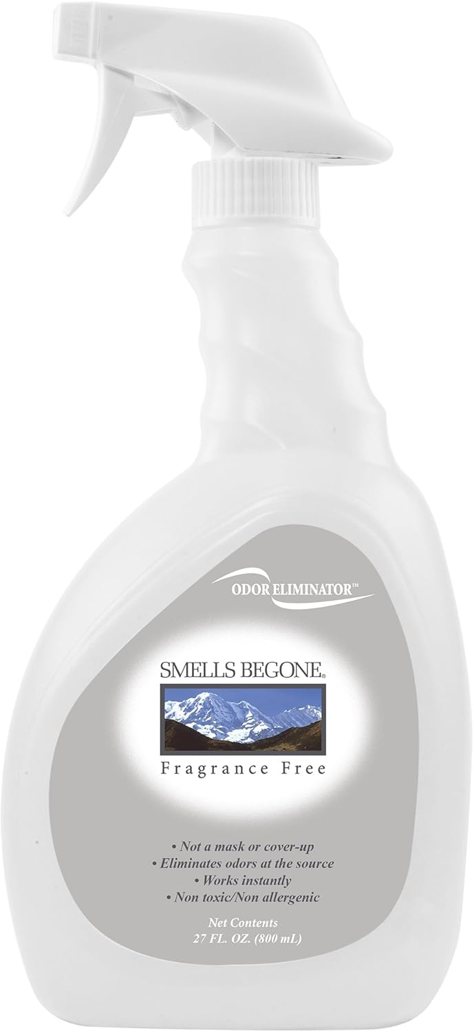 SMELLS BEGONE Air Freshener Spray - 12 oz, Pack of 2 - Odor Eliminator - Eliminates Odors from Smoke, Trash Cans, Cars, Pets & Boats - Fragrance Free