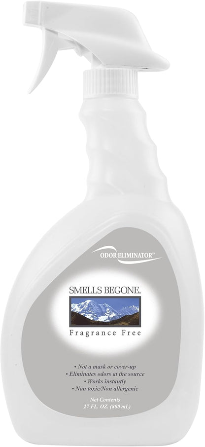SMELLS BEGONE Air Freshener Spray - 12 oz, Pack of 2 - Odor Eliminator - Eliminates Odors from Smoke, Trash Cans, Cars, Pets & Boats - Fragrance Free