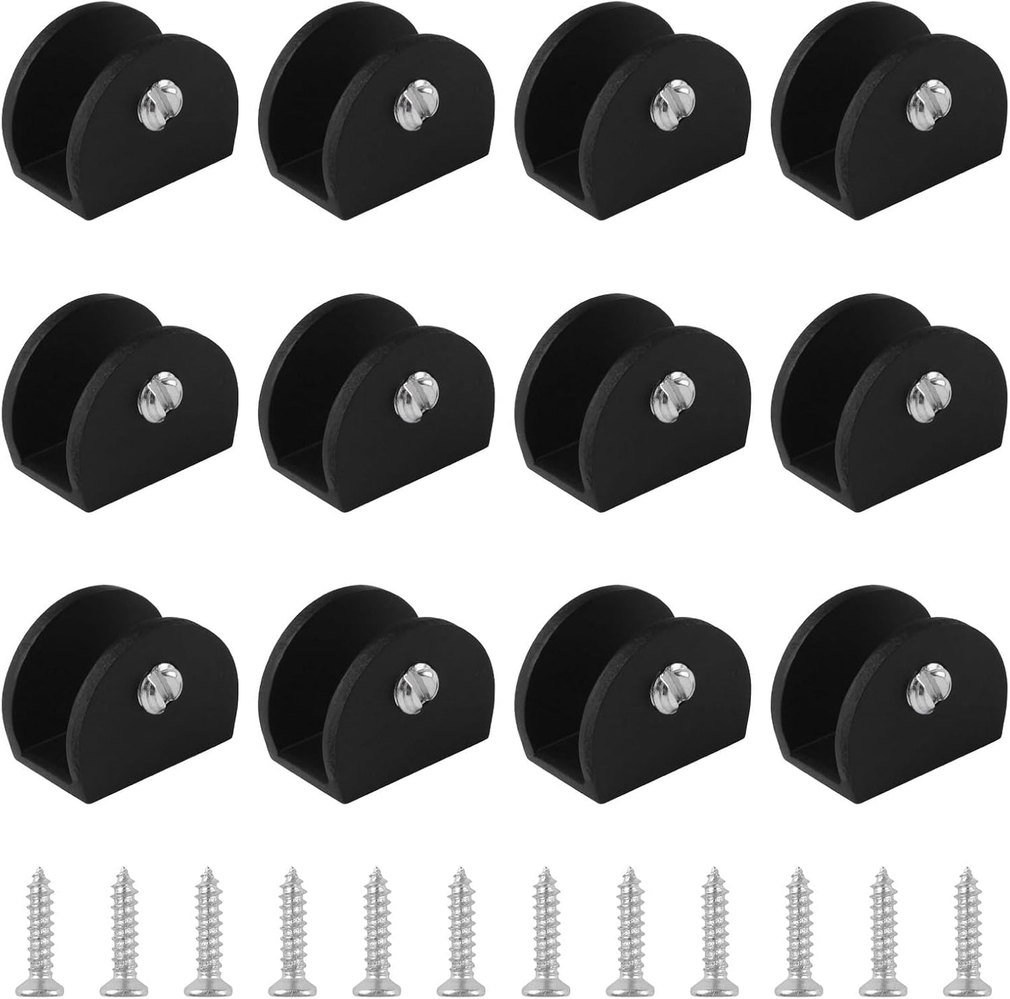 8Pcs Adjustable Half Round Glass Shelf Brackets 201 Stainless Steel Glass Clamp Clips Wall Mounted Brushed Shelf Holder Supports Mounting Brace for 3-8mm Thick Glasses