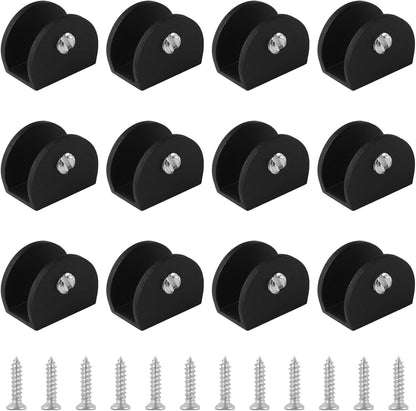8Pcs Adjustable Half Round Glass Shelf Brackets 201 Stainless Steel Glass Clamp Clips Wall Mounted Brushed Shelf Holder Supports Mounting Brace for 3-8mm Thick Glasses