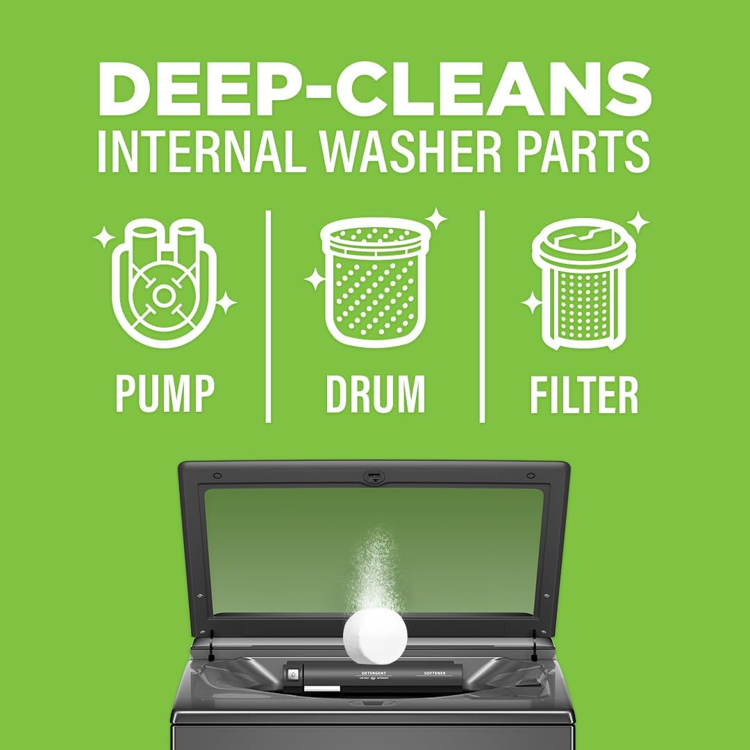 Affresh Washing Machine Cleaner, Helps Power Away Odor Causing Bacteria & Grime Deep Inside Pump, Valve & Hoses, 5 Time Release Tablets, 5 Month Supply