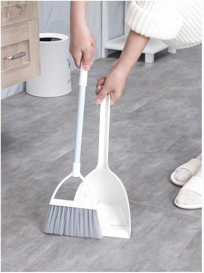 Mini Broom and Dustpan, Home Kitchen Sweeping for Kids(White+Gray)