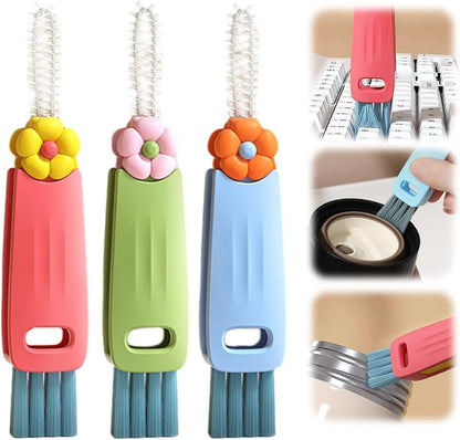 3PCS 3 in 1 Cup Lid Cleaning Brush and 2PCS Silicone Straw Cleaner Brush for Bottle, Multifunctional Crevice Portable Cup Lid Cleaning Brushes, Flexible Straws Cleaning Brush Set for Water Bottles