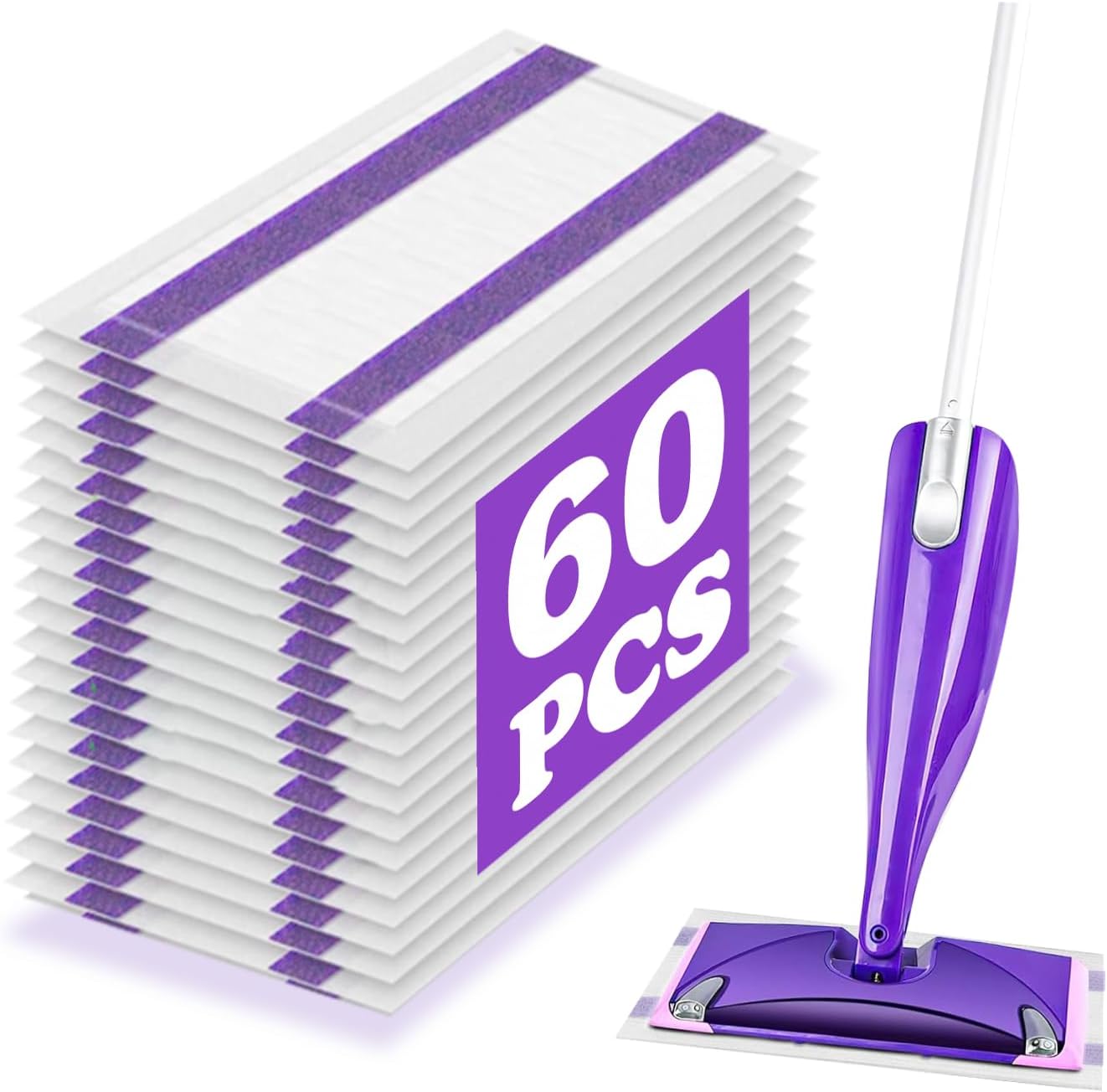 50 Pack Wet Jet Pads Compatible with Wet Jet Spray Mop, Wet Jet Refill for All Purpose Multi-Surface Hardwood Floor Cleaning, 4 Layers Thickened and Super Absorbent