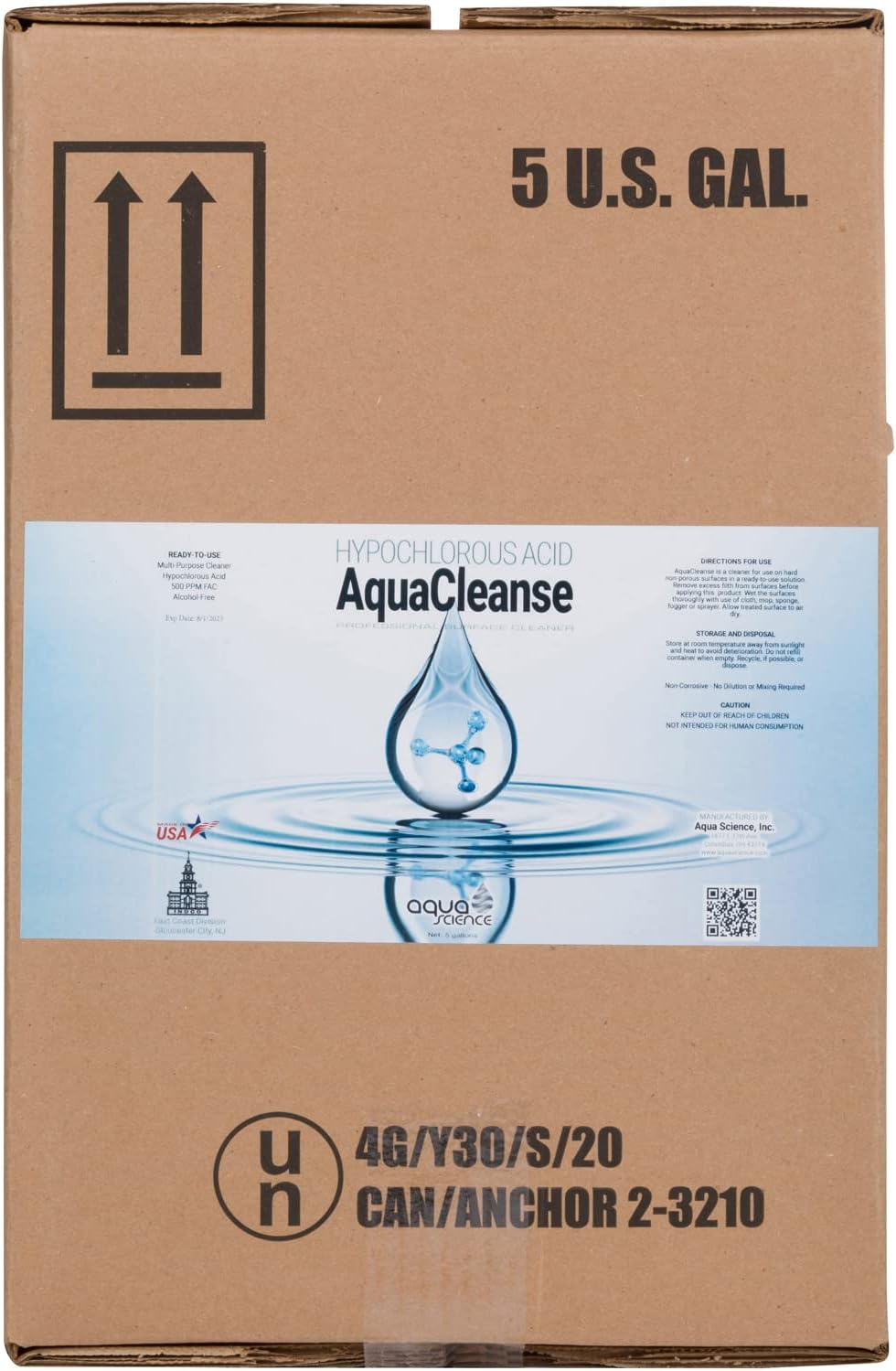 AquaCleanse Hypochlorous Acid 500PPM All-Purpose Cleaner Spray (1 Gallon) – 3X Stronger Than Standard HOCL – Pet & Family Safe, Non-Toxic Surface Cleaner & Odor Remover - No Harsh Chemicals – USA Made