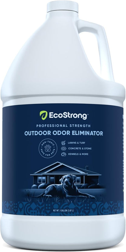 Eco Strong Outdoor Odor Eliminator | Outside Dog Urine Enzyme Cleaner – Powerful Pet, Cat, Animal Scent Deodorizer | Professional Strength for Yard, Turf, Kennels, Patios, Decks (Gallon with Sprayer)