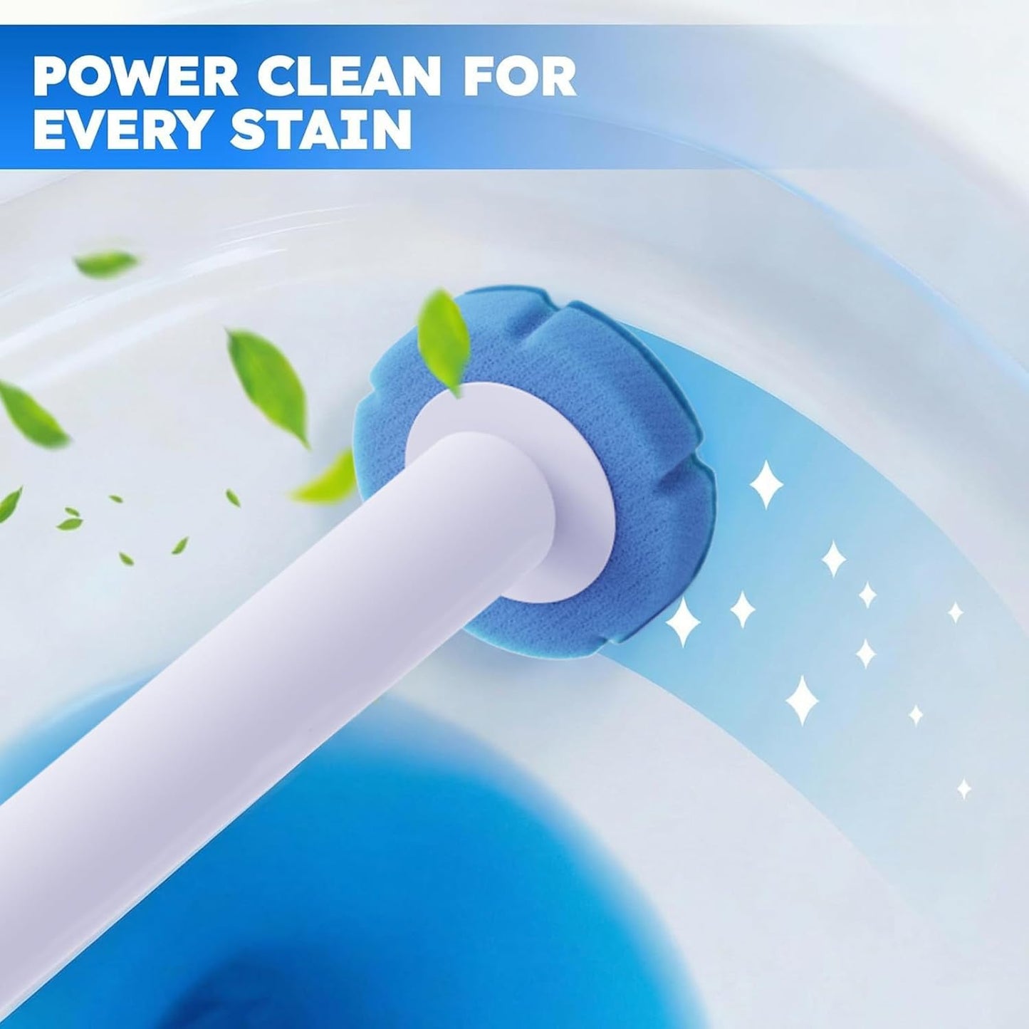 Disposable Toilet Brush 2 Pack- Toilet Bowl Cleaner, Toilet Bowl Brush, Each Toilet Wand with 8 PCS Brush Refills for Bathroom Deep Cleaning Round Shape(2 Pack, White)