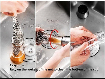 316L Stainless Steel Chain Mail Scrubber pan mesh Cloth for Casting Iron POTS, Frying Pans, pre-Flavor POTS, Cups and Bottles, cast Iron Cleaning, 2 Pieces (7inch)