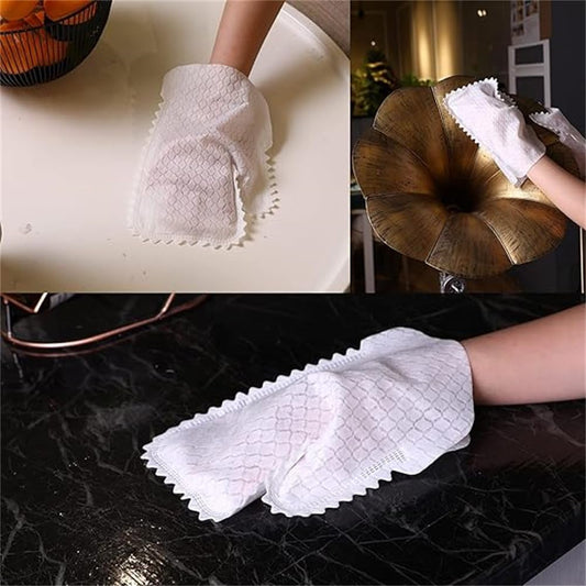 20 Pcs Home Dust Removal Gloves, Non Woven Gloves, Dry And Wet Dual-Purpose Cloth, Household Dishwashing And Dust Removal Cloth,Microfiber Fish Scale Cleaning Duster Glove, Disposable Cloth Gloves