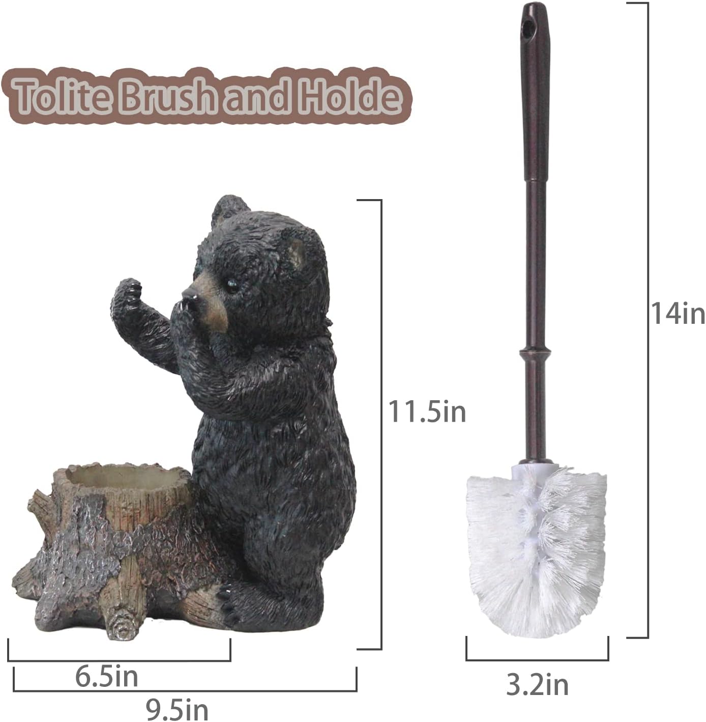 Toilet Brush Holder Set for Bathroom Super Cute Dog Base Solidly Toilet Bowl Brush and Holder Flexible and Durable Style Stylish Toilet Cleaner Brush Saving Storage Space Toilet Brushes for Bathroom
