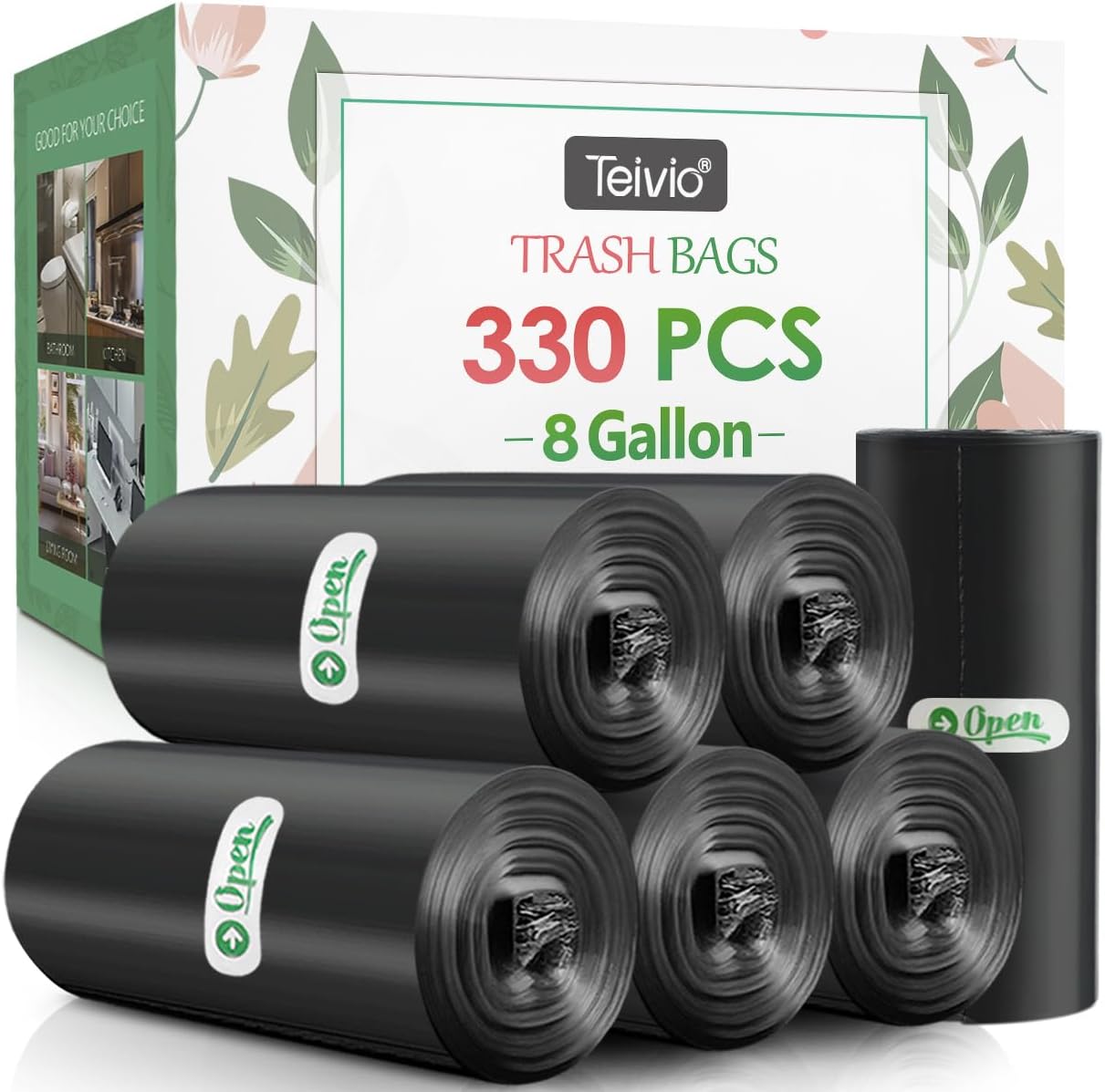 Teivio Large Clear Trash Bags 55-60 Gallon 20 Counts Fit 50,55,60,Gal All Purpose Garbage Bags, Extra Large Lawn and Leaf Bags Outdoor Trash Can Liner, Drum Liners, Workshops, Backyard
