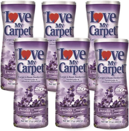 6 Love My Carpet | Carpet Deodorizer & Freshener Powder | 17 oz Pet Odor Eliminator for Strong Odor & Pet Urine | FRESH LINEN | Safe for Homes with Pets