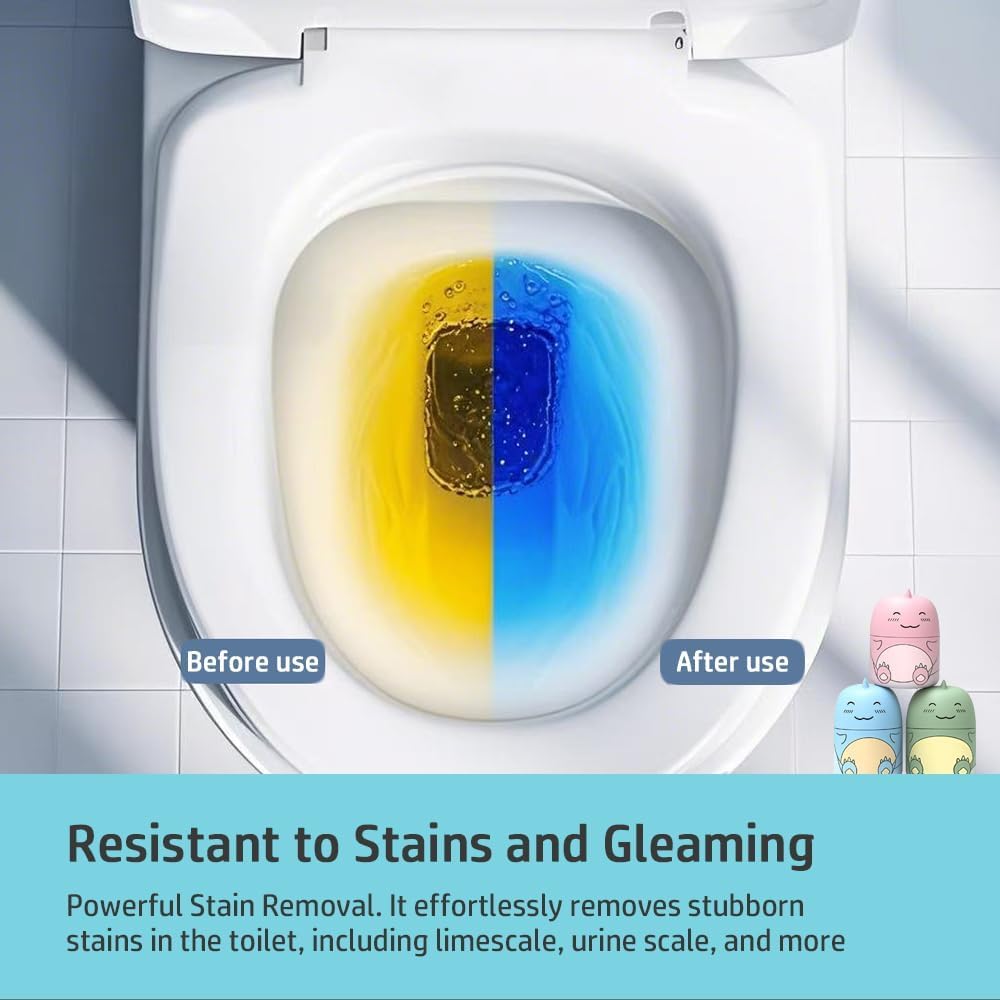 Cute Dinosaur-Shaped Toilet Bowl Cleaner Bottle, Bathroom Toilet Tank Cleaner with Ocean, Jasmine, and Peach Scent,Three bottles can be used for 9 months (Ocean&Peach&Jasmine)