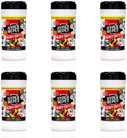 Hyper Wipes, 1 Pack Heavy Duty Hand & Tool Cleaning Wipes, 7"x12" Size Multi-Surface Cleaning Wipes, Degreasing, All Purpose Cleaner, Bathroom, Mechanic, Work Surface Wipes, 35 Count Canister