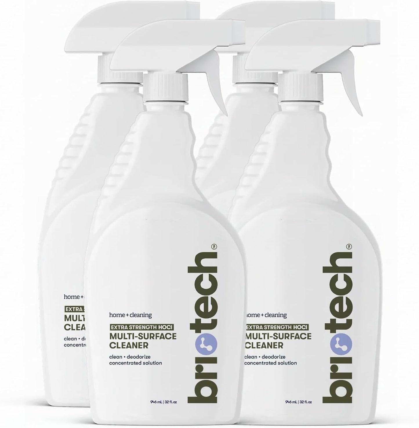 BRIOTECH Extra Strength HOCl Cleaner, 500 PPM Hypochlorous Acid Concentrate, ULV Foggers & Humidifiers, Professional Deodorizer for Dental, Offices, Schools, Homes, Peroxide Free, 32 fl oz