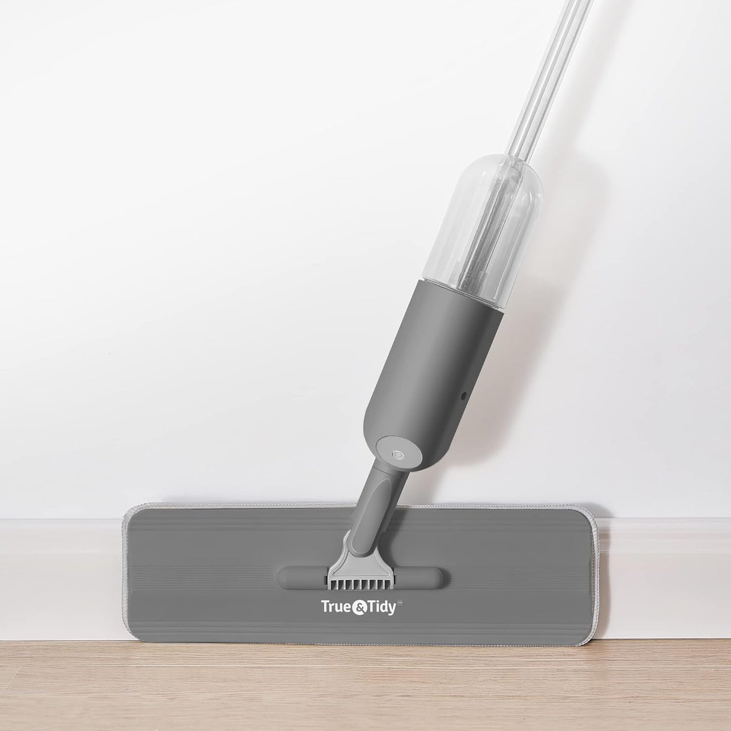 True & Tidy Spray Mop for Floor Cleaning Wet Spray Mop with 12 oz Refillable Bottle and 4 Washable Microfiber Pads Home or Commercial Use Dry Wet Flat Mop for Hardwood Laminate Wood Ceramic (Gray)