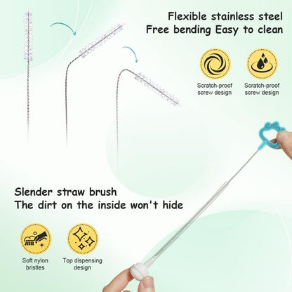 6pack Cleaner Brush Set, 3 in 1 Cup Lid Cleaning Brush and 7.6inch Straw Brush Crevice Cleaning Brush for Water Bottle Gap Lid(2style/6pcs)