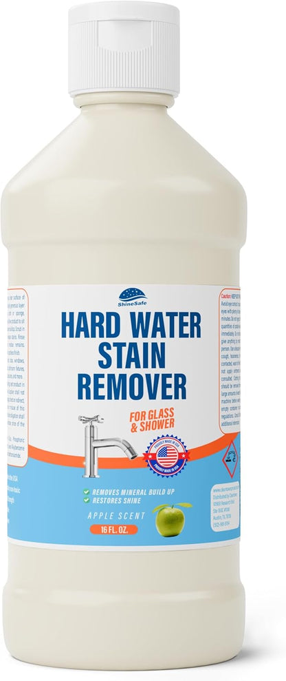 ShineSafe Hard Water Stain Remover – Professional-Grade Calcium Lime Rust Cleaner for Glass, Shower, Tub, Sink – Bleach-Free – 32 Fl Oz