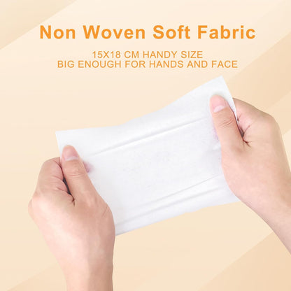 Pack of 10 Face Hand Wipes, 100 wipes, Lemon Travel Wipes Bulk for Butt, Hands, Face Cleaning, Daily Use (10 Wipes Per Pack)