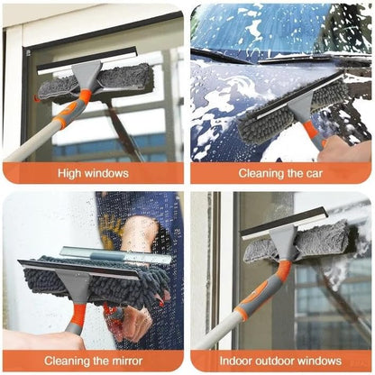 Eazer 89'' Squeegee Window Cleaner 2 in 1 Rotatable Window Cleaning Tool Kit with Extension Pole, Window Washing Equipment with Bendable Head for Indoor/Outdoor Window and Car Glass