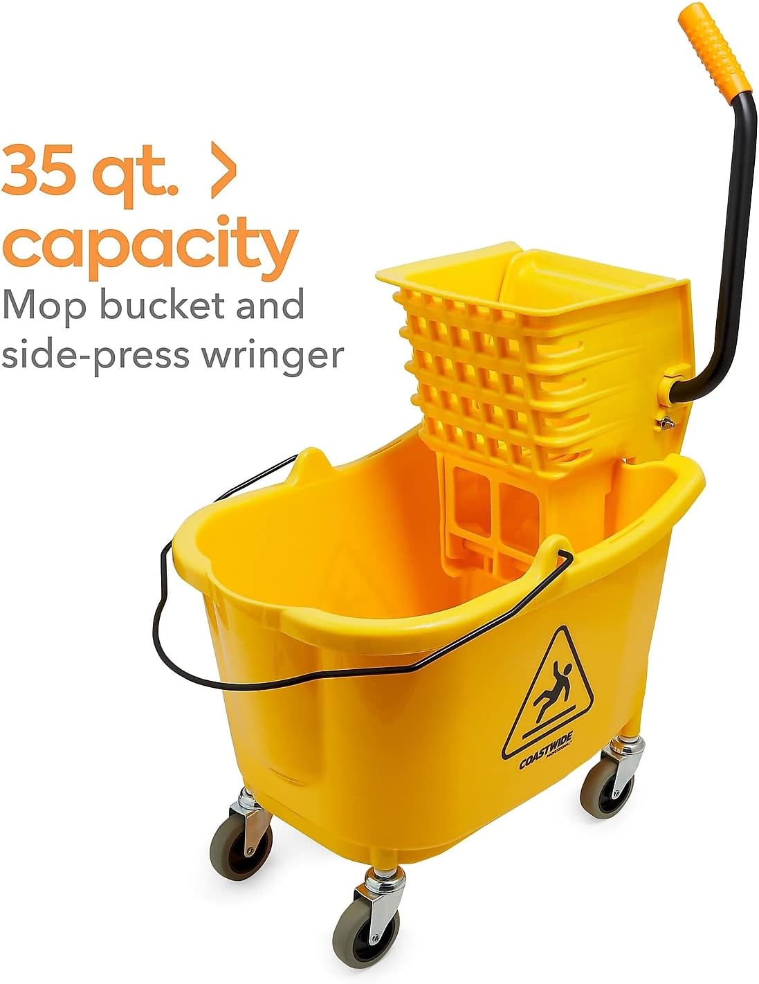 Coastwide Professional Bucket & Side-Press Wringer, 35 Qt., Yellow/Black