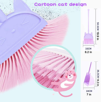 Mini Broom with Dustpan for Boy I Kids Small Cleaning Set Combo Pretend Play I Toddler Kitchen Dress Up Toys–Frog Green
