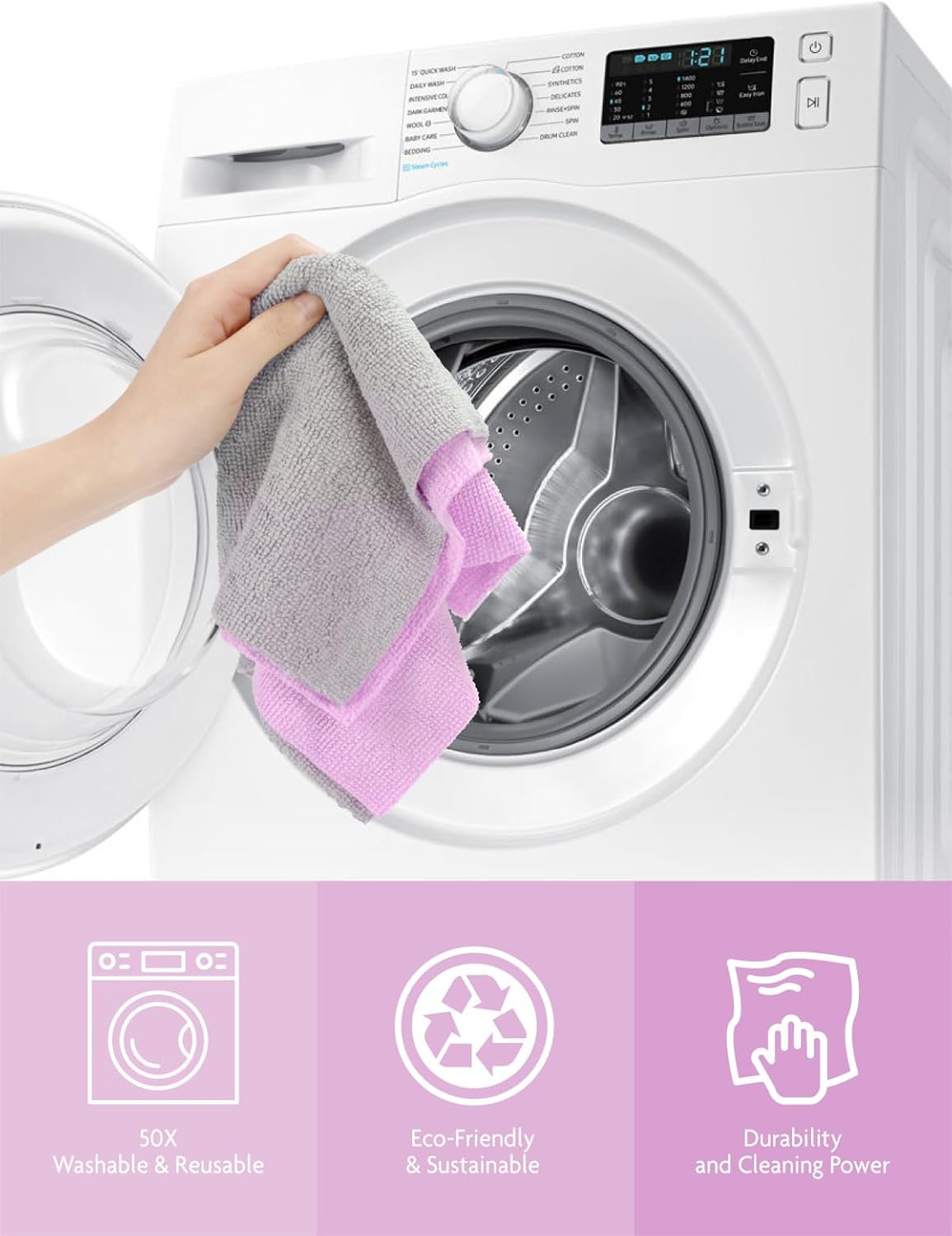 Fantasticlean Microfiber Cleaning Cloth Roll -75 Pack, Tear Away Microfiber Towels, 12" x 12", Reusable, Washable, Scratch Free, Ultra Absorbent Dishcloth for All-Around Cleaning Supplies (White)
