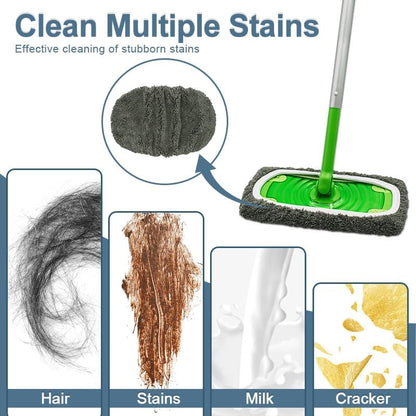 Reusable Microfiber Mop Pads Washable Wet Pads Compatible with Swiffer Sweeper Refills Pads for Wet & Dry Sweeping Cloths Mop Head Replacement for Household Cleaning (Green 4PCS)
