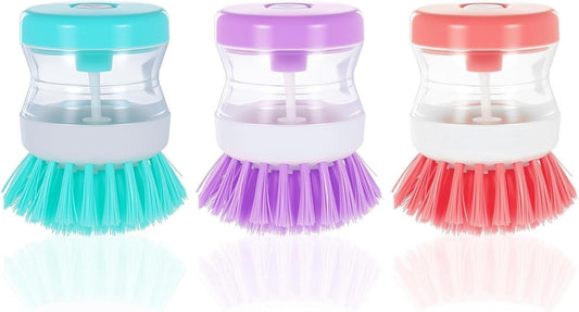 3Pcs Dish Brush with Soap Dispenser Soap Dispensing Brush Washing Utensils Kitchen Scrub for Cleaning Dishes Pot Pan Sink