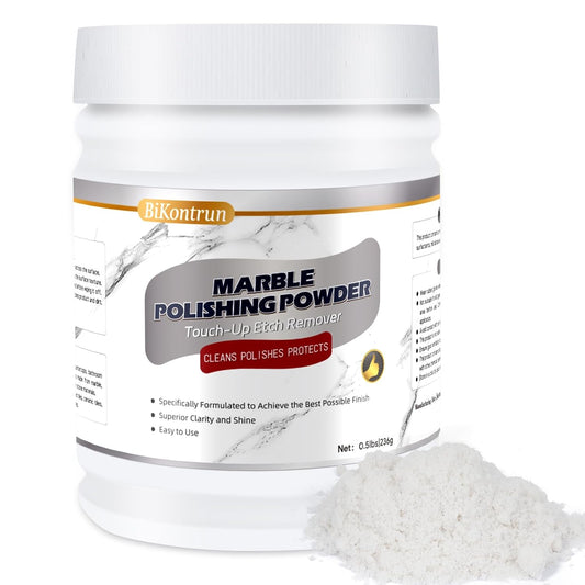 Marble Polishing Powder, Professional Touch-Up Etch Remover, Restore Shine Remove Water Stains Scratches Rings Etches for Marble Stone Granite Quartz Tile Floor Countertop Surfaces Polishing Care