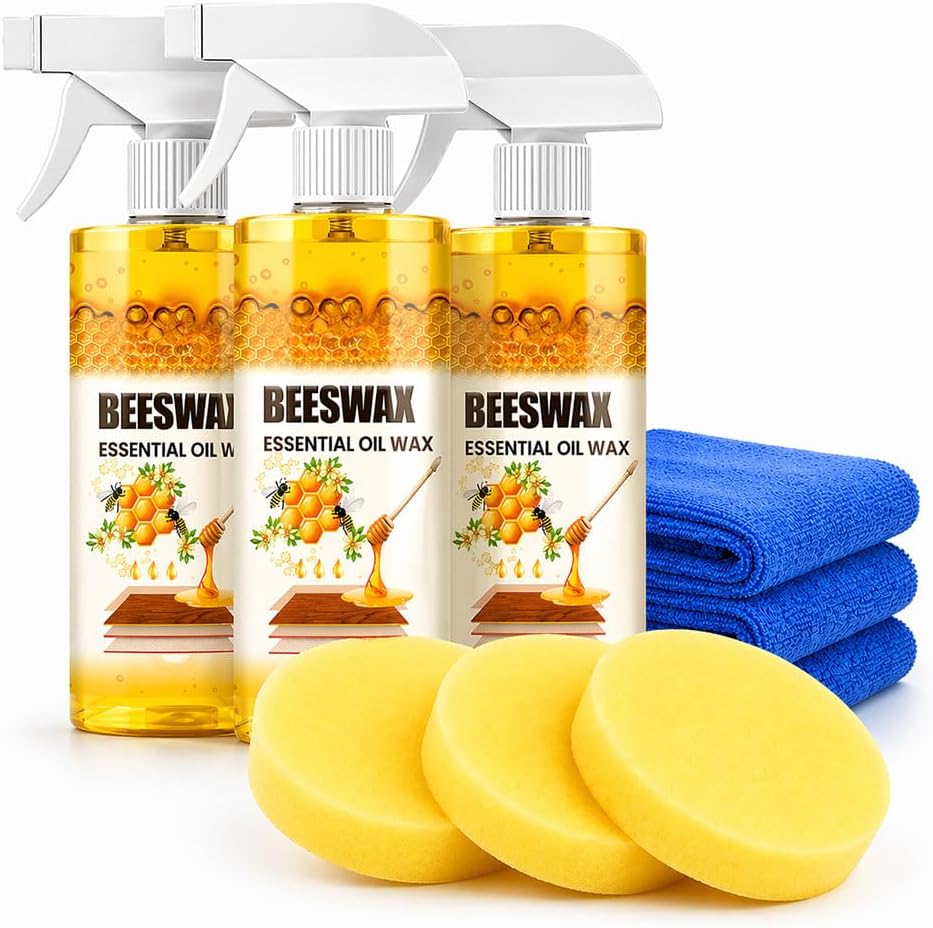 Natural Beeswax Repairing and Care Spray, Natural Beeswax Furniture Polish, Wood Cleaner Repairing and Care Spray, Restores Shine & Removes Scratches (1Pc)